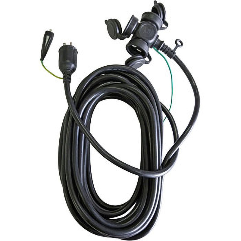 10m 防雨型ピコットプラグ付延長コード 三芯15A三ツ口 タイカツ 3口