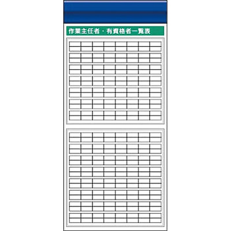 KG-683F スチール製フラット掲示板追加ボード つくし工房 作業主任者・有資格者一覧表 寸法2000×900mm厚さ25mm  KG-683F