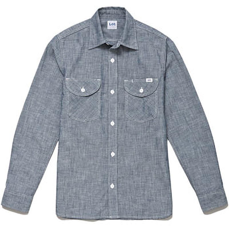 LCS46003 メンズシャンブレー長袖シャツ Lee 男性用 ブルー色 サイズL  LCS46003