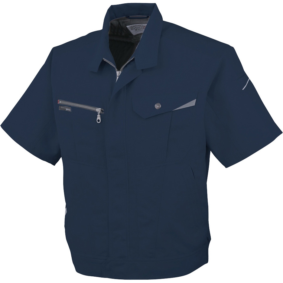 AS-720 半袖ブルゾン AS-720 コーコス信岡 混率(%):ポリエステル85・綿15 ミットナイトネイビー色 M着丈64cm