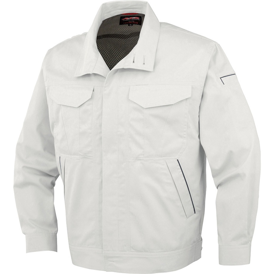 A-742 抗菌防臭・防縮長袖ブルゾン A-742 コーコス信岡 綿100% プラチナシルバー色 S着丈62cm