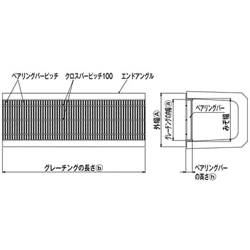 WUS-X 24-519 圧接型グレーチング 細目 ノンスリップ WUS-X型 片岡産業 U字溝 ピッチ15mm 荷重T-2  溝幅240mm長さ995mm - 【通販モノタロウ】