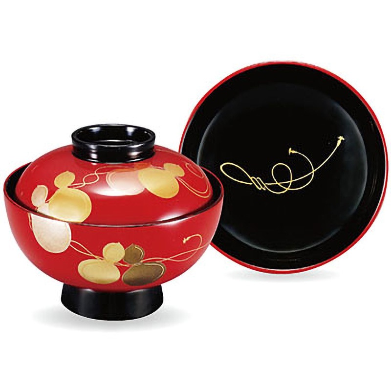 31002610 木製 吸物椀 朱漆塗/六瓢 磨蒔絵 木 福井クラフト 和食器