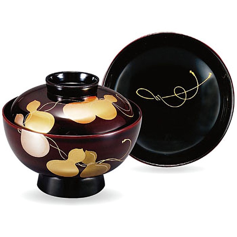 31002600 木製 吸物椀 溜漆塗/六瓢/ツバ黒 磨蒔絵 木 福井クラフト 和食器