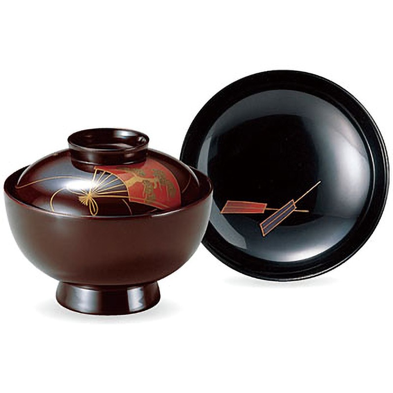 33602990 木製 吸物椀 溜漆塗/紐扇面 磨蒔絵 木 福井クラフト 和食器 15,386円