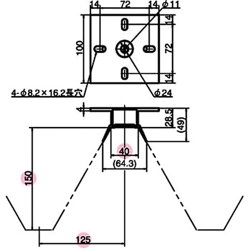 PT-921-2 太陽光パネル取付金具(重ね式折板屋根用) 1個 ジョー