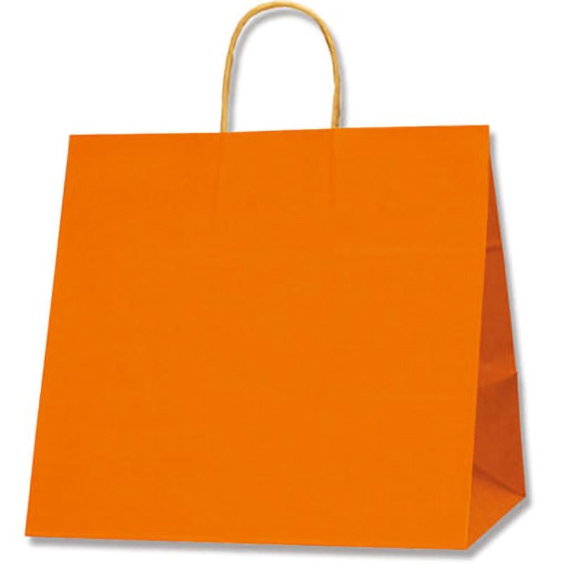 未晒 オレンジC 手提げ紙袋 カラー HEIKO オレンジ色 幅340mm奥行220mm