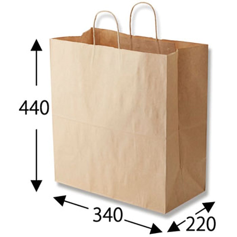 茶無地 手提げ紙袋 HEIKO 茶無地色 幅340mmマチ220mm高さ440mm 1箱(50