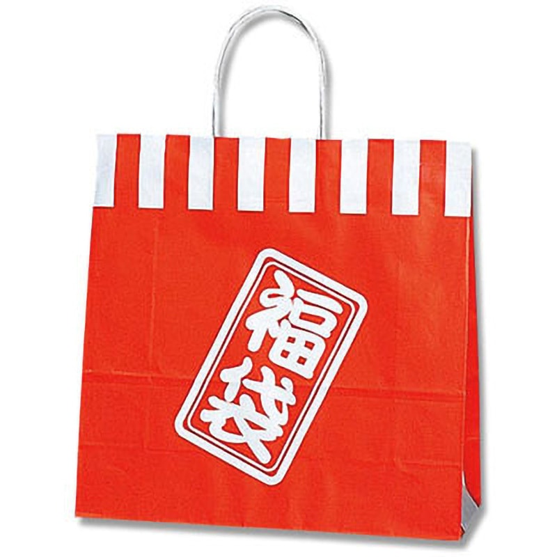 福袋 紅白 手提げ紙袋 HEIKO 福袋柄 幅320mm奥行115mm高さ310mm 1