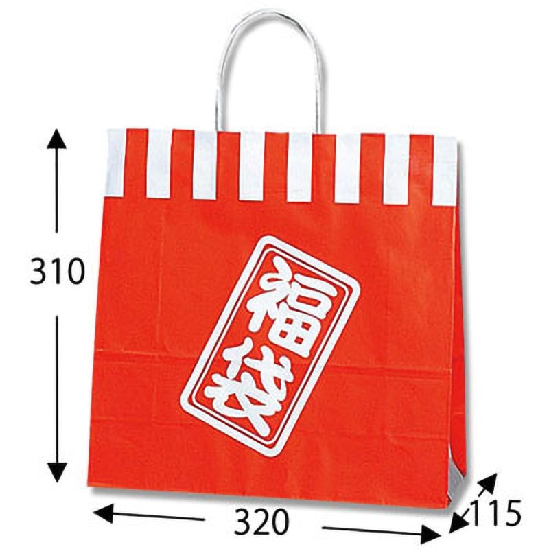 福袋 紅白 手提げ紙袋 HEIKO 福袋柄 幅320mm奥行115mm高さ310mm 1