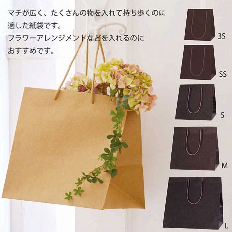 焦茶 S 紙袋 カラーアレンジバック HEIKO 焦茶色 幅285mm奥行