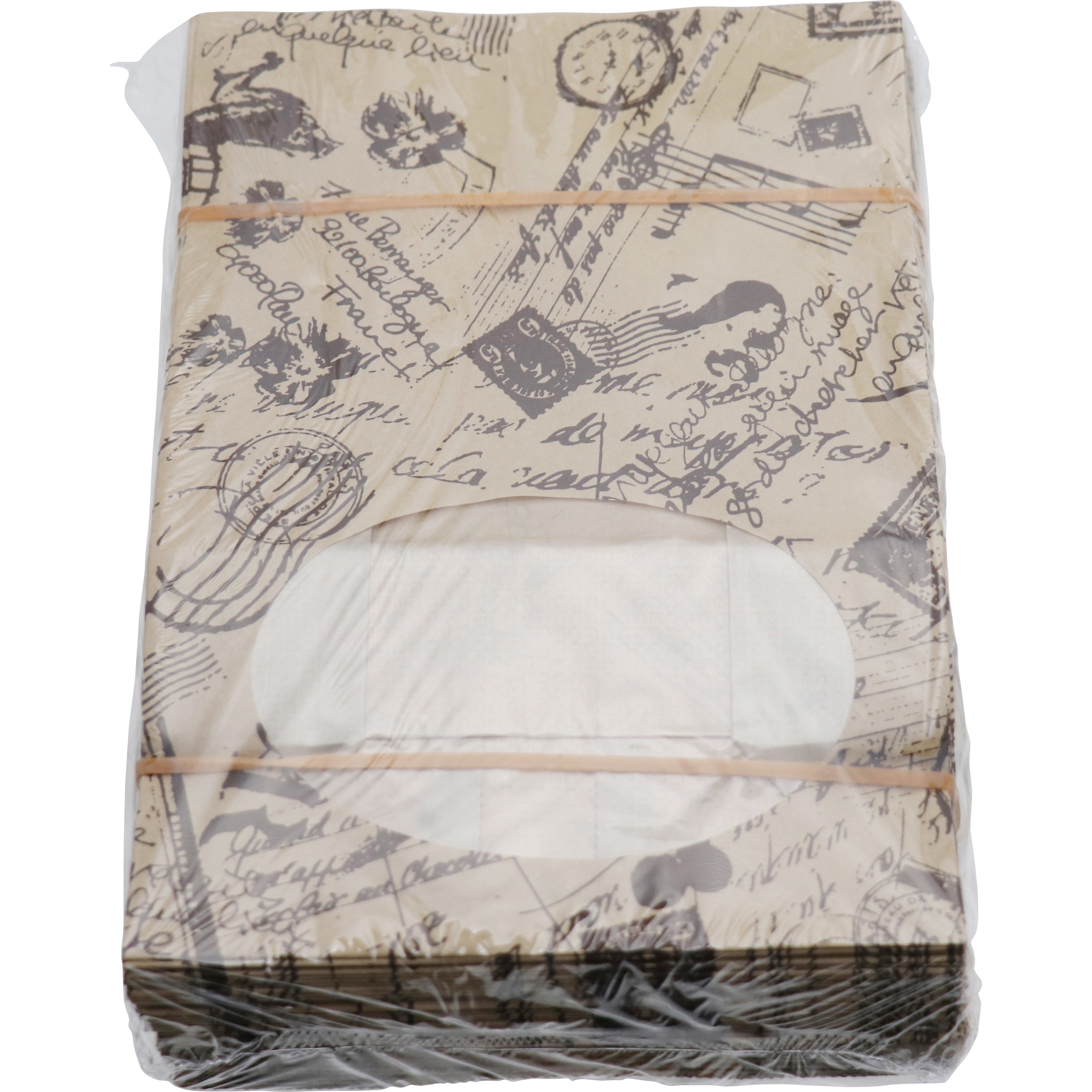 S1F コラージュブラウン 窓付角底袋 HEIKO コラージュブラウン柄