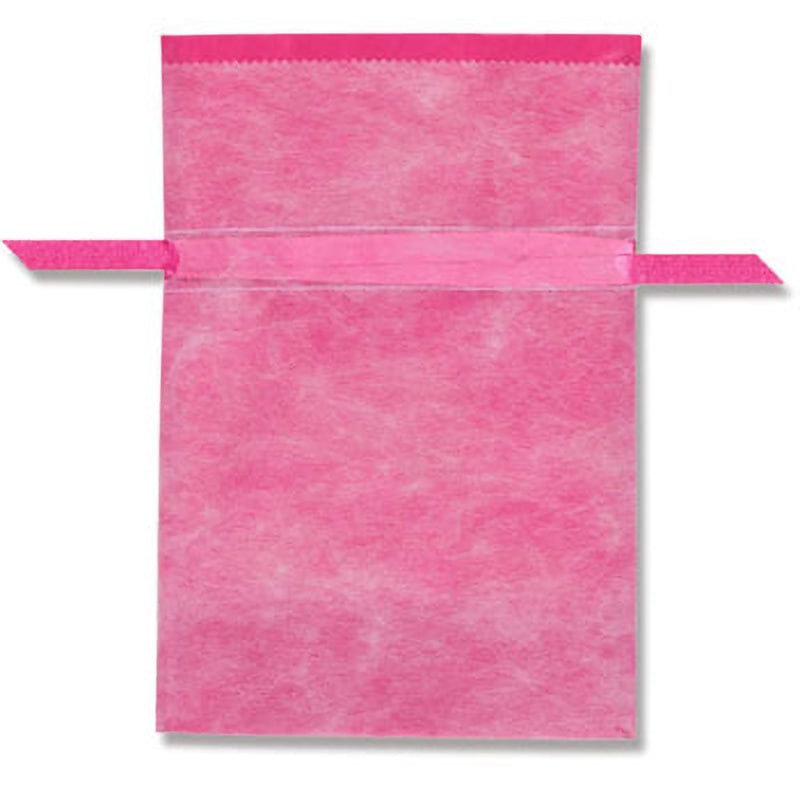 M ピンク リボン付不織布バッグ HEIKO 巾着袋タイプ 無地ピンク