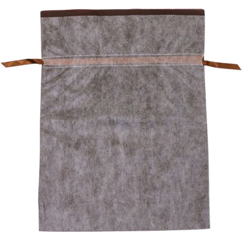 LL ブラウン リボン付不織布バッグ HEIKO 巾着袋タイプ 無地ブラウン色 サイズLL 1箱(5枚×100パック)