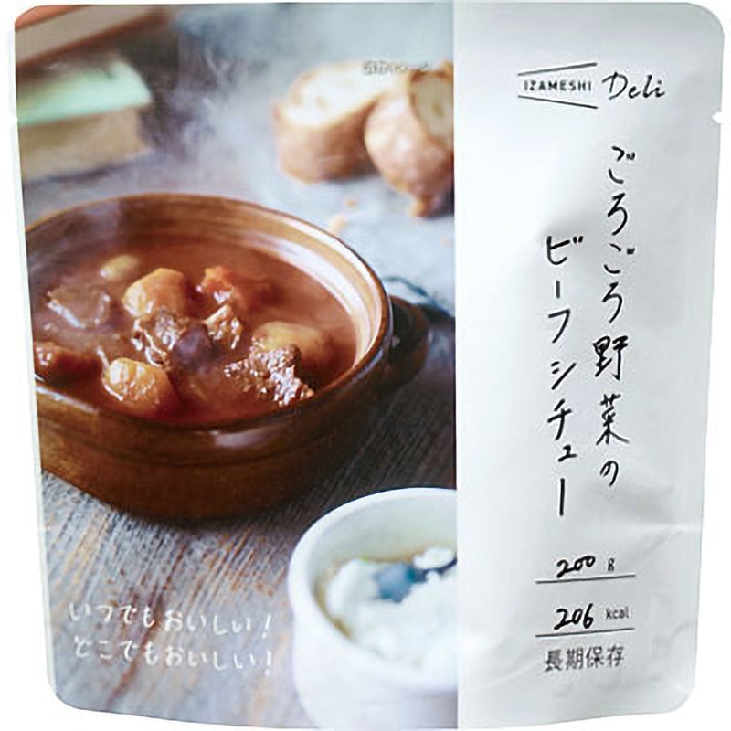 ごろごろ野菜のビーフシチュー(18個入) イザメシ デリ イザメシ 賞味期限:製造より3年 ごろごろ野菜のビーフシチュー 内容量200/1袋g  1ケース(18個)