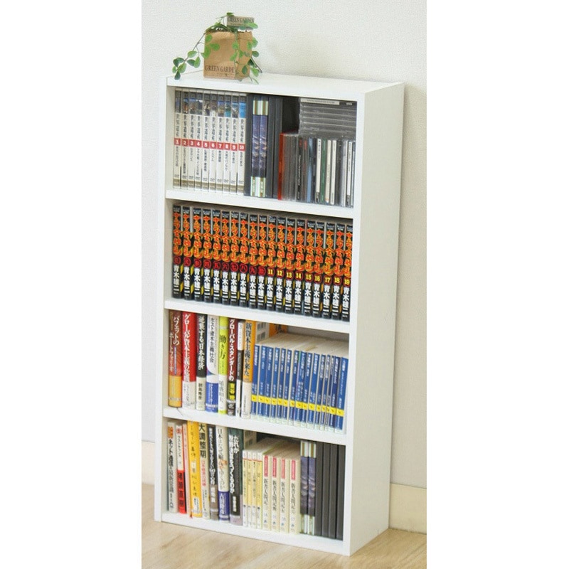 81397 BDラック(BOOK&DVD) HP9418 不二貿易 材質:木 ホワイト色 幅