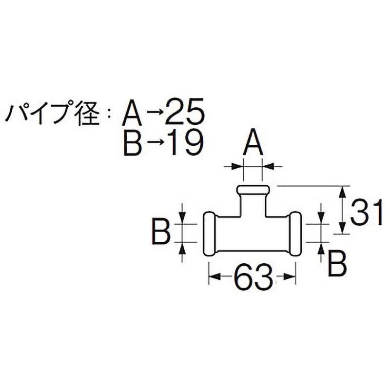 H80-46-25X19X19 洗浄管連結異径チーズ 1個 SANEI(旧:三栄水栓製作所) 【通販モノタロウ】