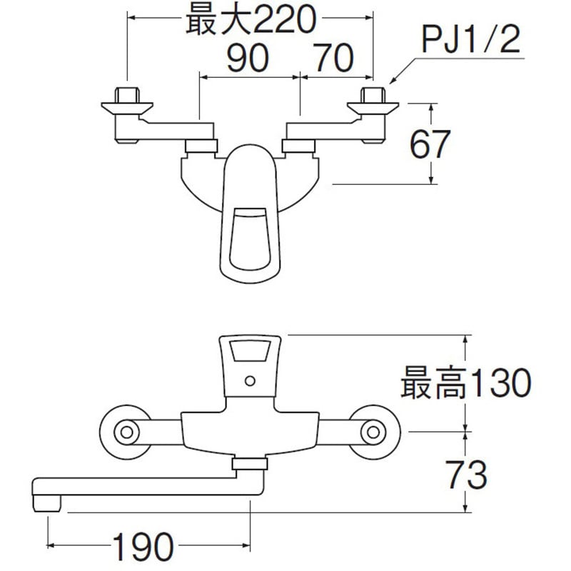 K1712K-13 シングル混合栓 SANEI キッチン用 壁付タイプ 寒冷地 吐水口長さ190mm取付穴径PJ1/2mm K1712K-13 -  【通販モノタロウ】