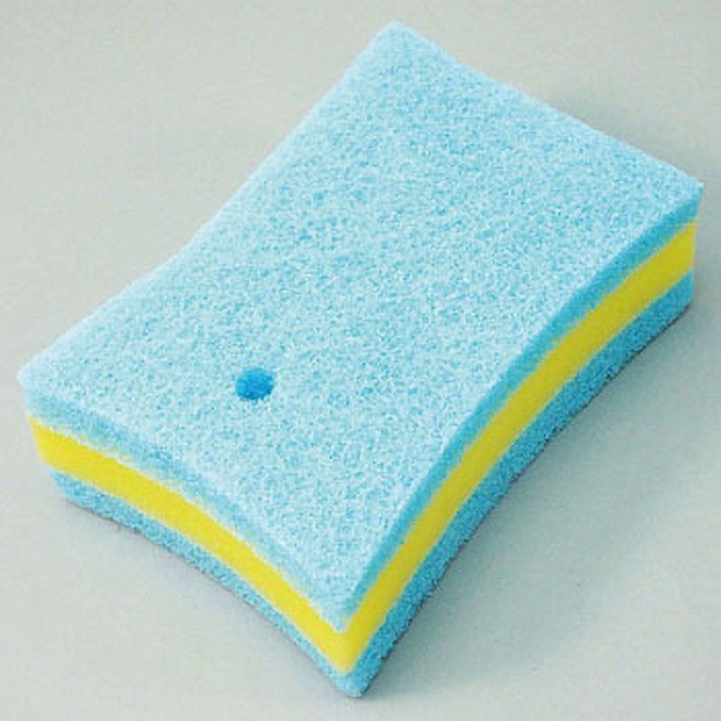 (まとめ) バスツインスポンジ/バススポンジ 〔ブルー〕 風呂掃除 『サッとる』 〔130個セット〕