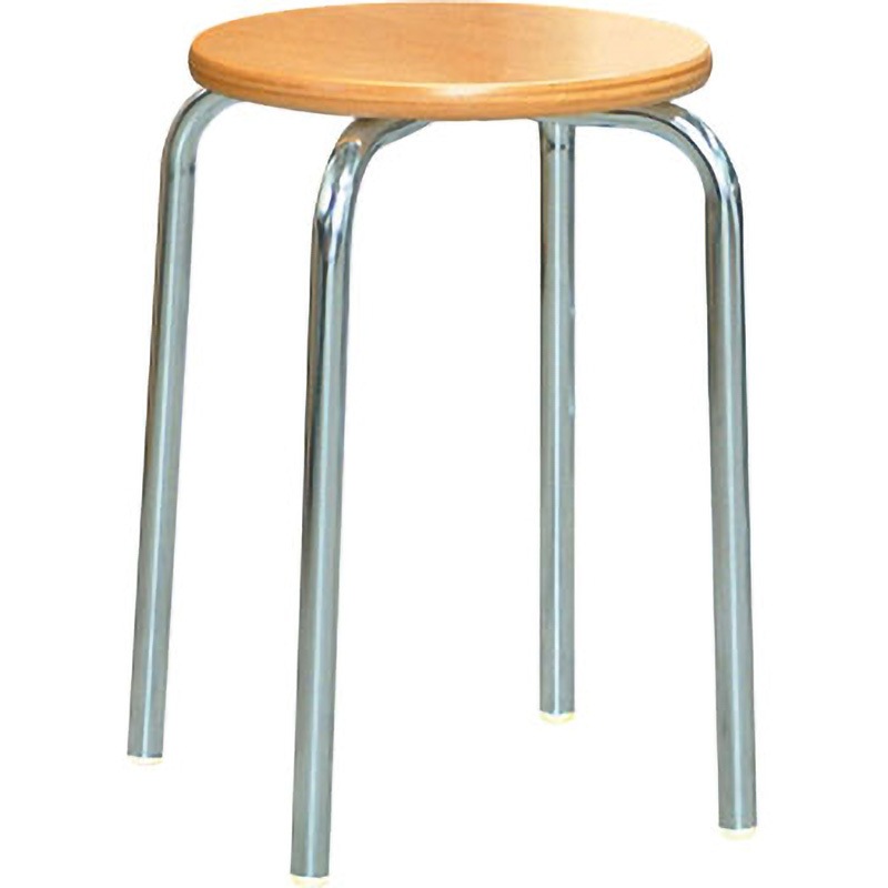 RW-1C ラウンドスツール RW-1 ルネセイコウ ナチュラル/クロームメッキ色 高さ450mm幅300mm奥行300mm