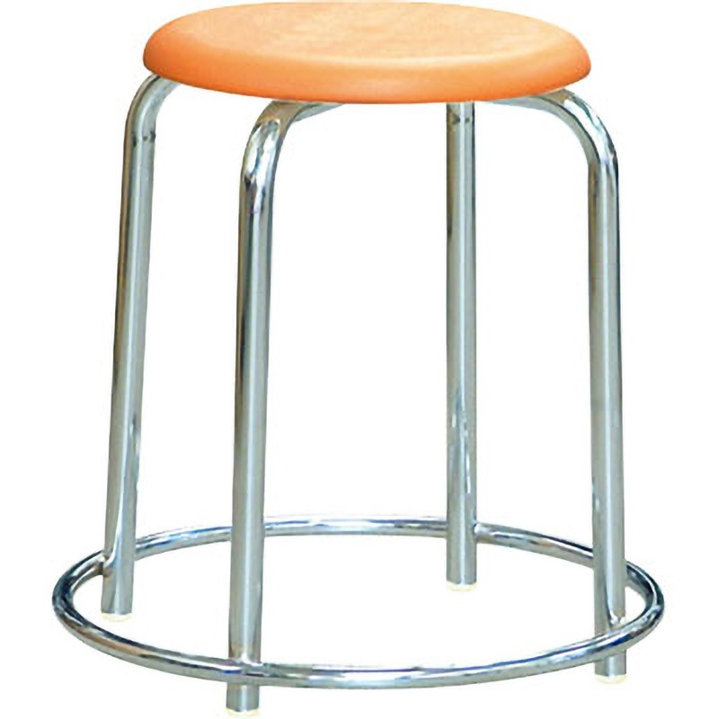 RP-3C ラウンドスツール RP-3 ルネセイコウ オレンジ/クロームメッキ色 高さ450mm幅458mm奥行458mm