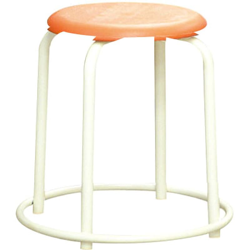 RP-4W ラウンドスツール RP-4 ルネセイコウ オレンジ/ミルキーホワイト色 高さ450mm幅458mm奥行458mm