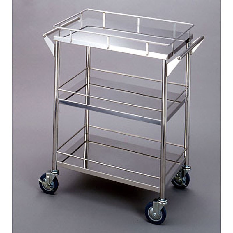 ＴＲＵＳＣＯ　ステンレスワゴン　ＳＵＳ３０４ワゴン　上段３方手摺付き　４５０Ｘ３００　　SCW-3A　818-9444 □TRUSCO ステンレスワゴン SUS304ワゴン 上段3方手摺付き 750X450