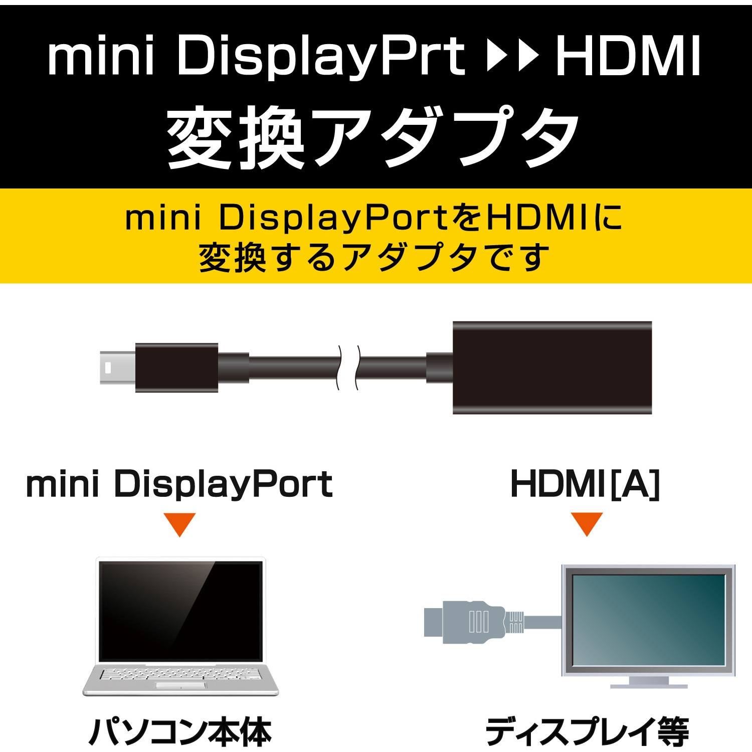 AD-MDPHDMI30BK HDMI変換ケーブル ミニディスプレイポート-HDMI AD-MDPHDMI30BK HDMI変換ケーブル ミニディスプレイポート-HDMI