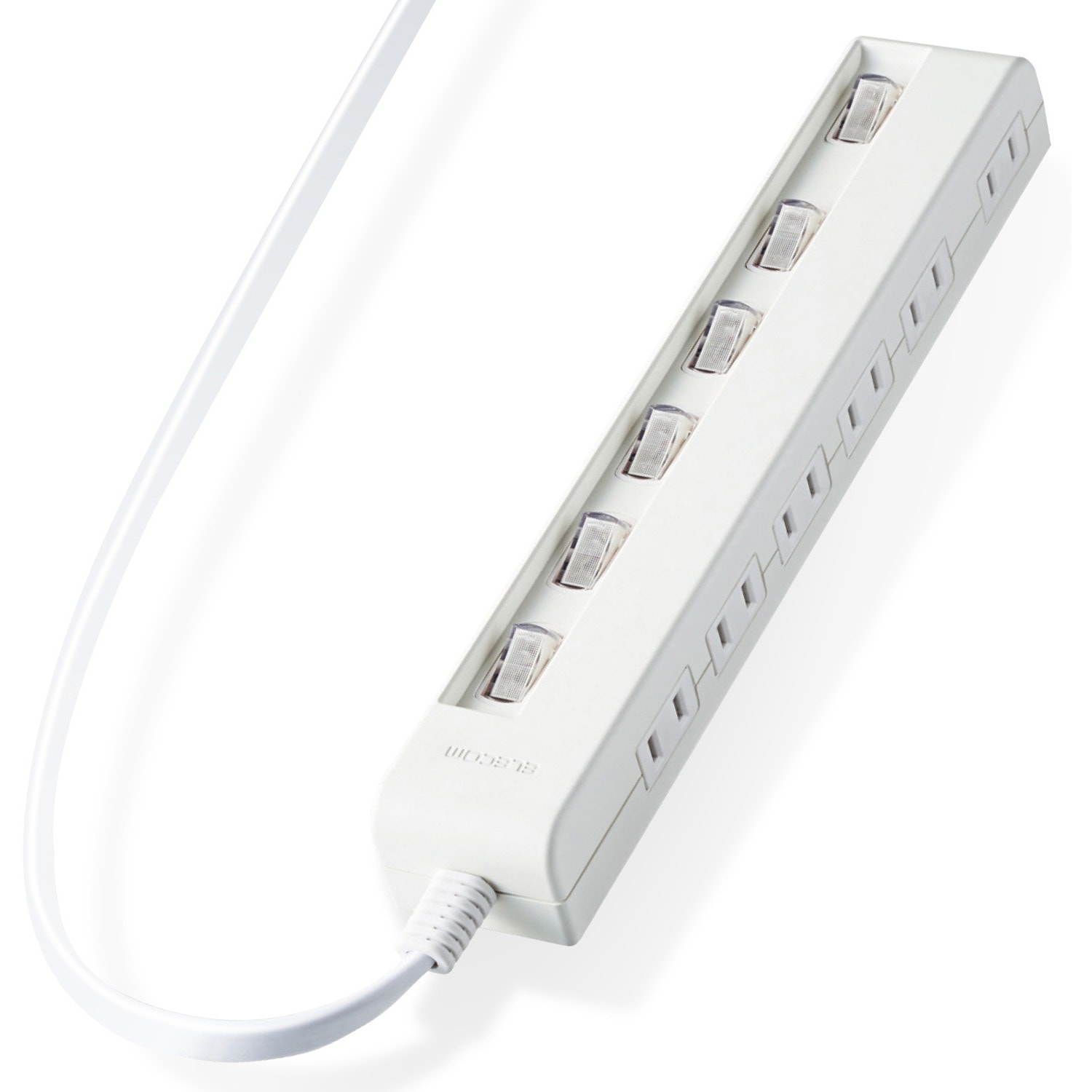 T-E5C-2620WH 電源タップ 省エネ 2P 個別スイッチ付 スイングプラグ
