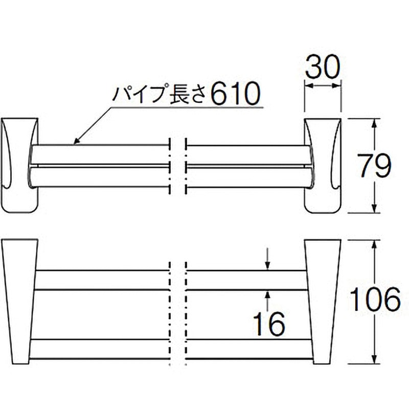 SANEI タオル掛け 二段式 ビス付き ステンレス 610mm W532-610 g6bh9ry W532-610 Lタイプタオル二段掛 1個 SANEI(旧:三栄水栓製作所) 【通販