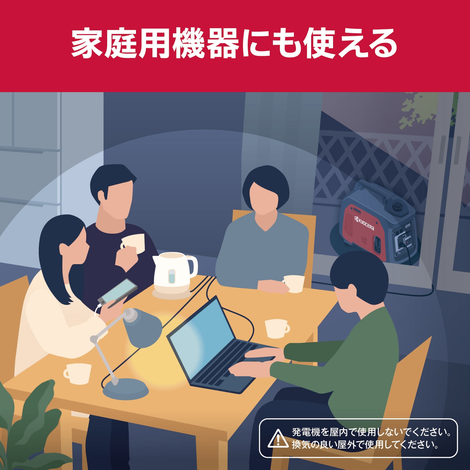 EGI100 インバーターエンジン発電機 1台 京セラインダストリアル