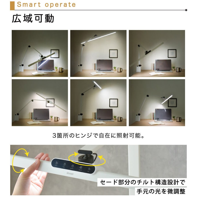 wasser91 wasser91 T字型 ワイドLEDデスクライト クランプ式 wasser91 wasser91 T字型 ワイドLEDデスクライト クランプ式
