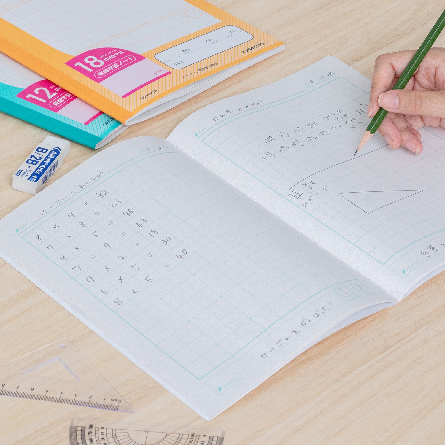 LGA15GR 家庭学習ノート 日本ノート 15mmマス 中心リーダー入罫