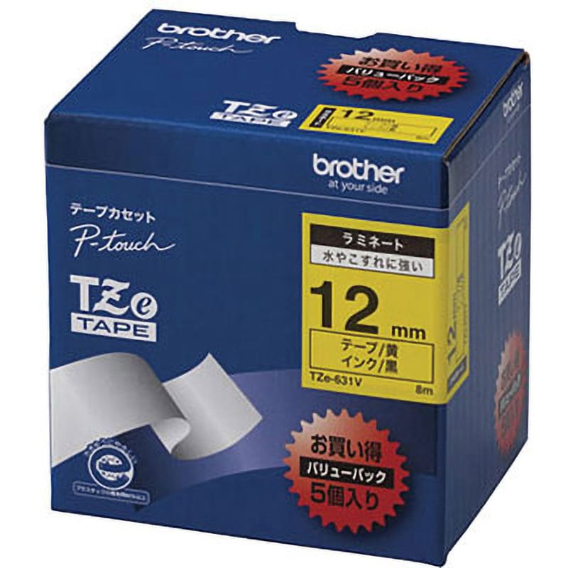 TZe-631V ピータッチ ラミネートテープ お徳用パック 1箱(5巻) ブラザー工業 【通販サイトMonotaRO】