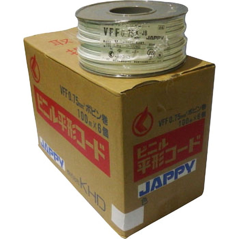 VFF 0.75SQ 白 ボビンK JB ビニル平形コード (VFFケーブル) JAPPY 白色