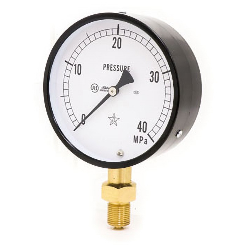 G411-211-40MPa-SET 一般圧力計 Φ100(成績書・トレーサビリティ体系図付き) 右下精器製造 圧力レンジ0～40MPa A枠(立型つば無し) ねじ径G3/8B