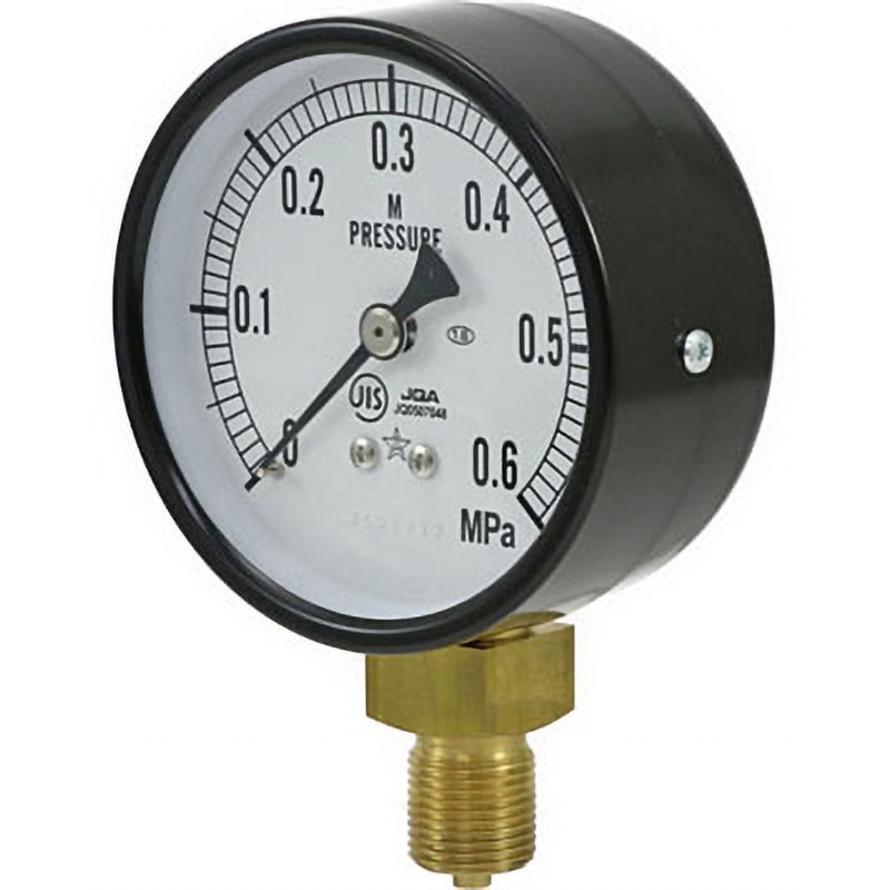 G311-211-M-0.6MPa-SET 一般蒸気用圧力計 Φ75(成績書・トレーサビリティ体系図付き) 右下精器製造 圧力レンジ0～0.6MPa A枠(立型つば無し) 呼びAMT3/8×75×0.60MPa