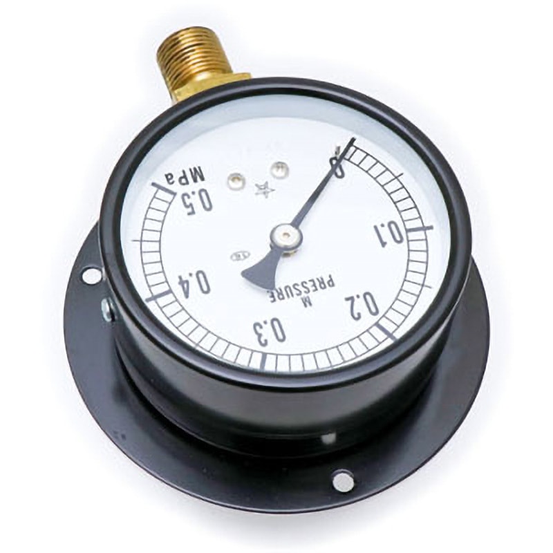 G321-211-M-0.5MPa-SET 一般蒸気用圧力計 Φ75(成績書・トレーサビリティ体系図付き) 右下精器製造 圧力レンジ0～0.5MPa B枠(立型つば有り) 呼びBMT3/8×75×0.50MPa