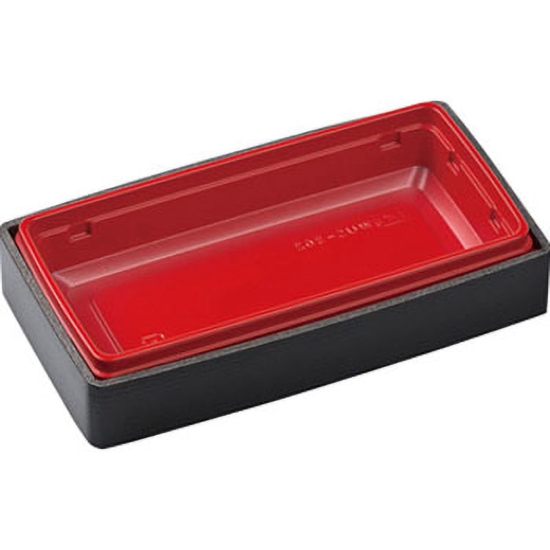 WUS-302 弁当容器 本体 WU エフピコ 黒地黒千筋赤  1ケース(20枚×18袋)