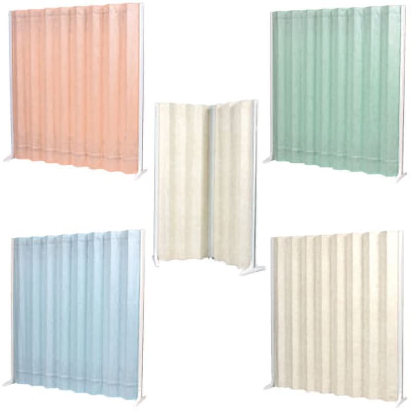 アコーディオンスクリーンコーナー用 松吉医科器械 ピンク色 幅1200mm高さ1650mm