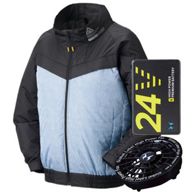 664320 空調風神服チタン長袖ジャケット ファンバッテリーセット アタックベース ポリエステル100% サージネイビー色 サイズS 17,505円