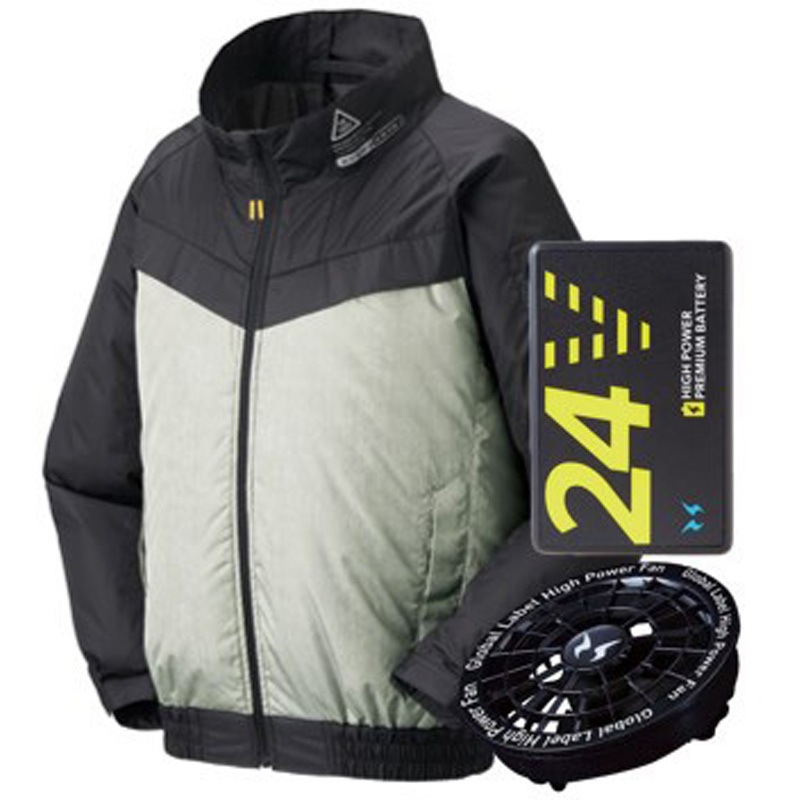 664320 空調風神服チタン長袖ジャケット ファンバッテリーセット アタックベース ポリエステル100% サージオリーブ色 サイズLL 17,505円
