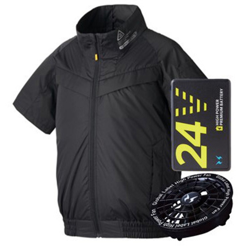 空調風神服 高出力バッテリー付き 空調風神服 日本製12Vバッテリー 斜めハイパワーファンセット RD9291J