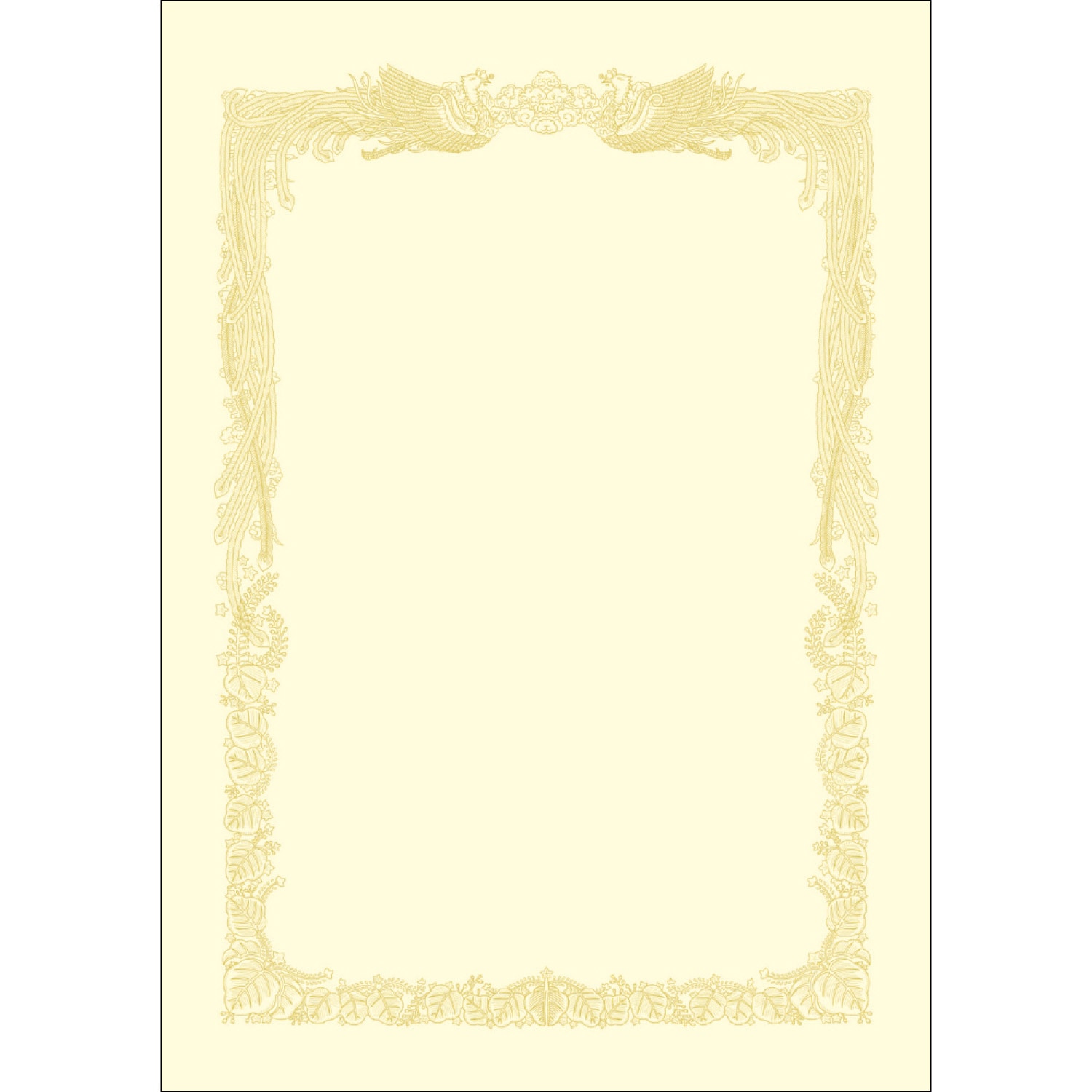10-1178 OA賞状用紙 クリーム 横書100 タカ印(ササガワ) サイズ