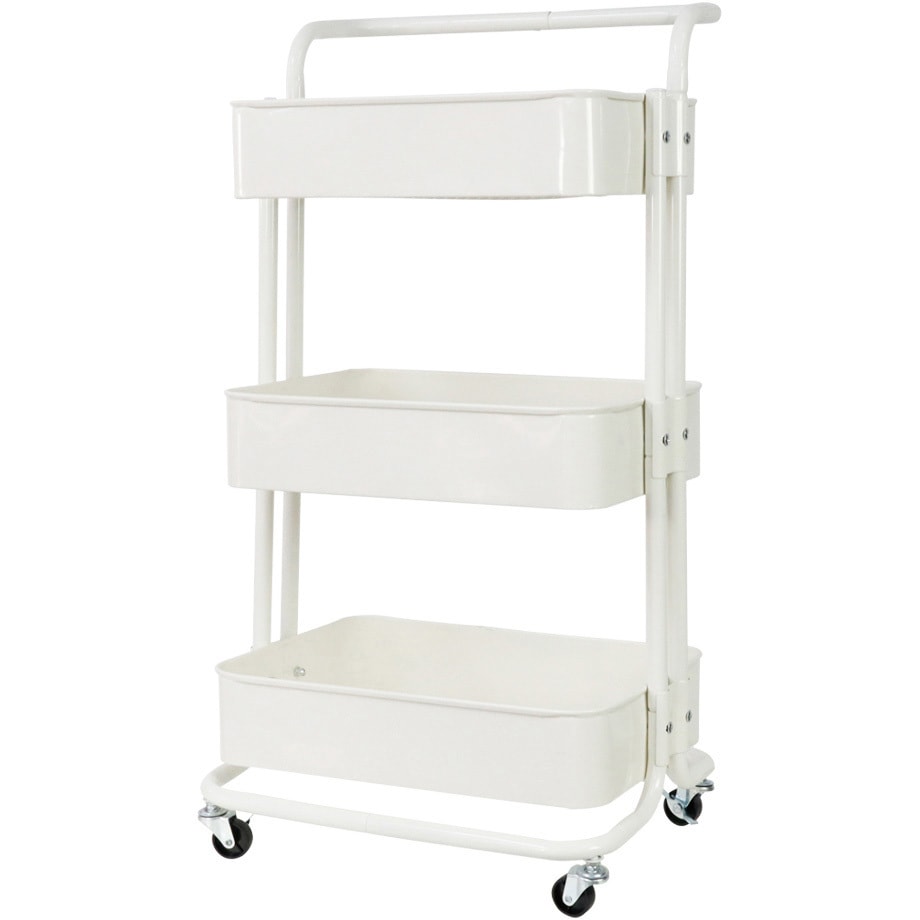 HL-1903A-WH 取っ手付き3段ワゴン キャスター付 耐荷重30kg 1個 SIS