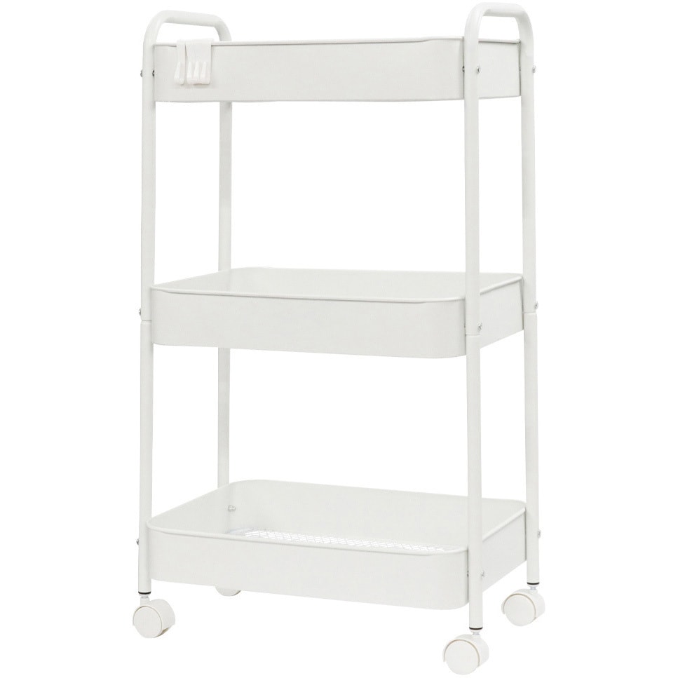 耐荷重40kg 超美品/スチール製のため頑丈】ワゴンキャスター付き GAJI-400-WH 3段ワゴン フック&キャスター付 耐荷重15kg 1個 SIS