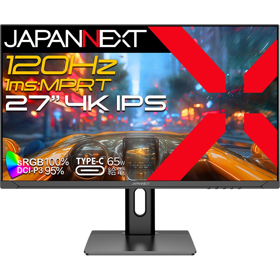 JN-IPS27G120U-HSPC6 ゲーミング27型/3840×2160/HDMI×2、DP×1、Type-C×1/ブラック/スピーカー有/2年保証 JAPANNEXT 非光沢 パネルIPS(AHVA) フリッカーフリーYES