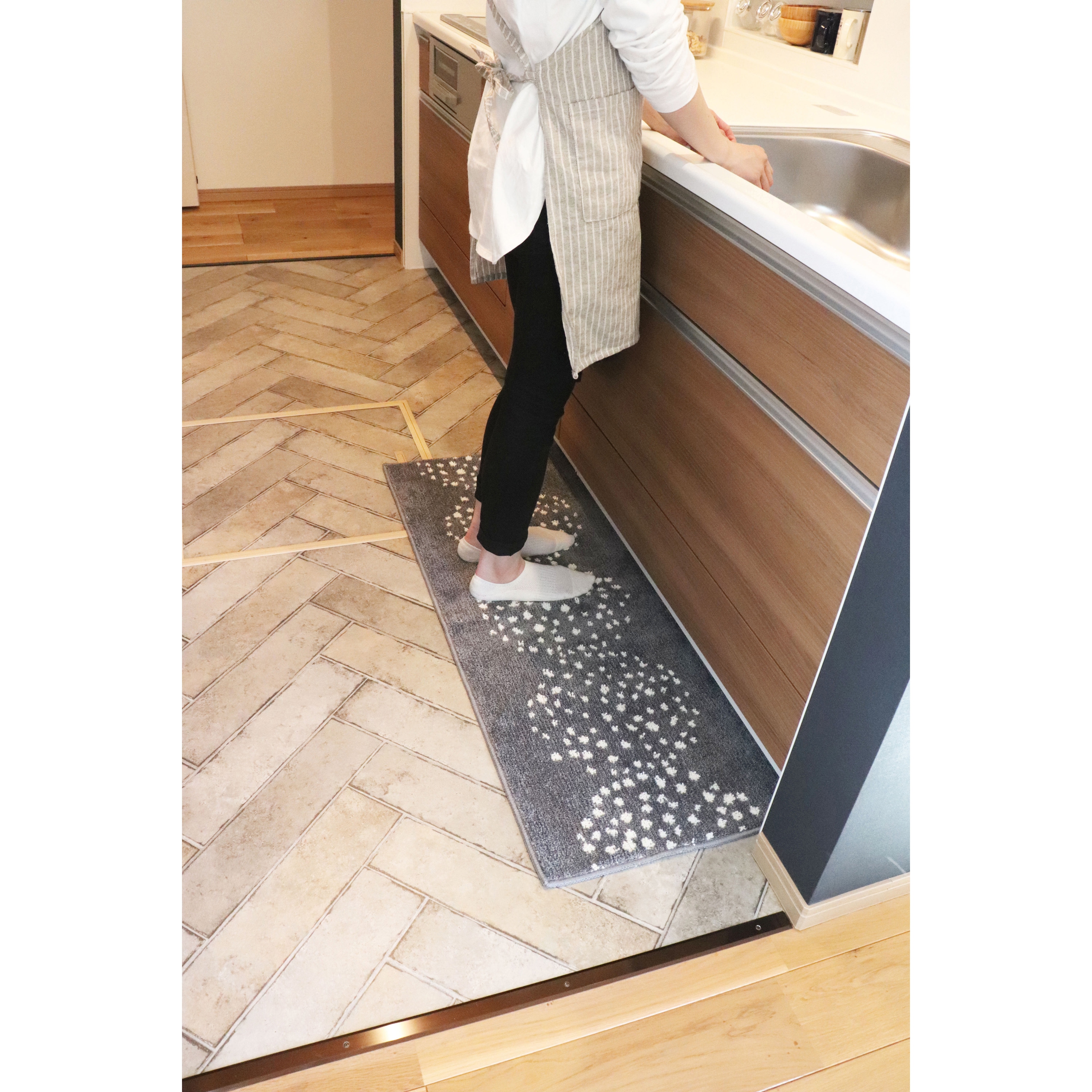 トントン手織りマット メランジグレーアルパカミックスヤーン57×32cm