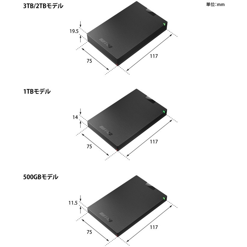 HD-PCG500U3-BA ミニステーション USB3．1(Gen．1)対応 ポータブルHDD 