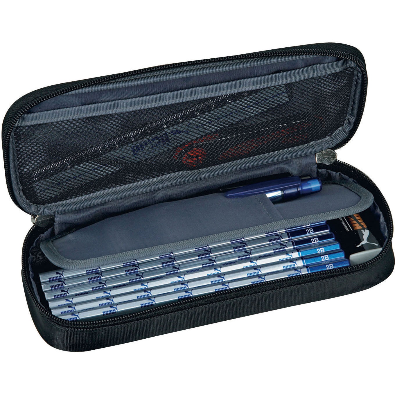 789PMBK PUMA ボックスタイプペンケース クツワ 黒色 ファスナー